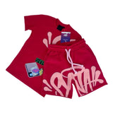 Aesthetics Male Gothic 2-Piece Hip-Hop Alphabet Print 0-Collar T-Shirt + Rope Wide Legs And