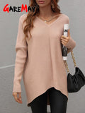 Women's Oversized Sweater V Neck Blue Autumn Winter Loose Nit Pullover 2023 Female Knitted Sweaters for Women 2023