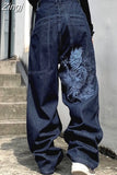 American High Street Retro Men Washed Pants Y2k Harajuku Hip Hop Loose Jeans Couples Casual Joker Straight Wide-leg Jeans 211-1-Outfit
