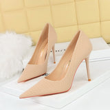 Zingj Korean Version Of Fashion Delicate Show Thin And Sweet High-Heeled Shoes With Super High Heel Shallow Mouth Pointed Single Shoes Women's