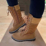 Zingj New Solid Color Snow Boots Autumn And Winter Female Middle Tube Flat Front Belt Round Head Autumn And