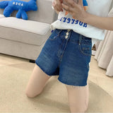 ERROR denim shorts women's high waist three button 2022 new summer high quality loose wide leg washed denim hot pants