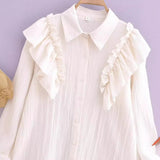 Spring 2024 Lotus Leaf Shirt Lapel Single-Breasted Shirt