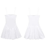 Puff Spaghetti Strap Mini Dress-Outfit