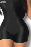 2023 New Women Sleeveless U-Neck Solid Bodycon Playsuit One-piece Clubwear Sport Short Jumpsuit Romper Leotard