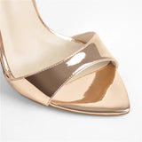 Onlymaker Women's Peep Toe Mules Gold Slip On Thin High Sandals Big Size Classic Fashion Lady