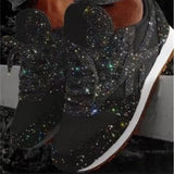 Zingj Casual Shoes Fall 2023 New Sequins With Breathable Rhinestone Thick Sole Student Large Size Women's