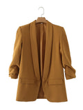 Spring Style Pleated Sleeve Sag Urban Leisure Candy Color Women's Suit