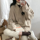 Corduroy Shirt Women's Long Sleeve Top Women's Outerwear Women's Autumn Coat Korean Fashion Brand