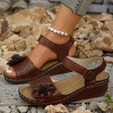 Slope Heel Sandals Women's 2023 Summer New Hollowed-Out Flowers Thick Soles Sandals Beach Women's