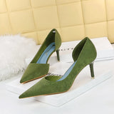 Zingj Fashion Sexy Thin, High, Shallow Pointed Cloth Side Hollow Women's Single