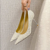 Zingj High Heels Female Fine Heel Temperament Spring 2023 New Bride Shoes Bridesmaid Wedding Shoes Women's Single Shoes Women's