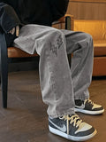 Men's Lightning Embroidered Straight Jeans- Outfit