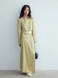 [Daihe] Autumn New Leisure Short Shoulder Buckle Day Silk Wool Round Collar Simple Suit Jacket Female H7110-Outfit