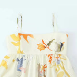 Spring Print Loose Mini Suspender Dress