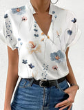 Zingj Hot Style Summer Loose V-Collar Print Shirt Shirt Women's