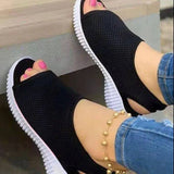 The Summer Of 2024, New Women's Shoes Are Woven In Breathable Solid Color Ladies' Sandals, Fish Mouth, Flat Heel And Beach Low-Top Women's