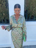 Print Long Sleeve Top Midi Skirt Sets For Women Elegant Lapel Single Breasted Blouse Suit Spring Elegant Lady