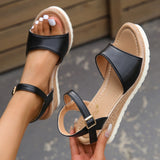 Zingj Slope Heel Sandals Women's 2023 Summer New Fish Mouth Buckle Fashion Comfortable Thick-Soled Women's