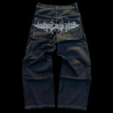 Year Y2K Jeans Men's Wear Hip-Hop Retro Skull Water Washed Loose Jeans Casual Wide-Legged