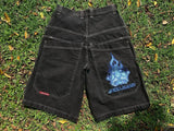 Y2k Denim Shorts Street Hip-Hop Retro Graphics Black Loose Gothic
