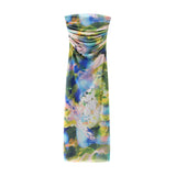 New Printed Silk Mesh Wrinkle Slim Breast Dress