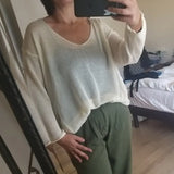 2023 Spring Summer Autumn Thin Sexy Women Tops Blouse V-neck Pullover Tops Solid Korean Loose Sunscreen New Lady