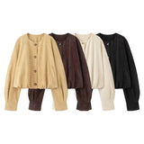 Women's Clothing 2025 Autumn Round-Neck Long-Sleeved PU Single-Button Jacket Jacket Women