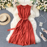 Zingj Minority Dress 2023 New Summer Heart Machine Hollowed-Out Round Collar Commuter Dress Sleeveless Back Heart