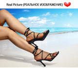 Onlymaker Women's Square Toe Black Beige Strap Stiletto Fashion Big Size