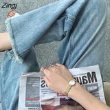 Jeans Women XS-5XL Pure Minimalist Casual Loose Summer Denim Trousers Ulzzang Wide Leg Students All-match Stylish