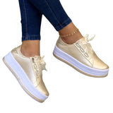 Size Casual Single Shoes Women's New Round Head Thick Sole Lace Women's Single Shoes Leisure Viscose Shoes Single