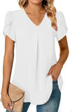 Zingj Wise Hot Style Summer Simple Women V-Neck Petal Sleeve Shirt Women's