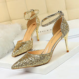 Zingj Thin With High With Shallow Mouth Pointed Hollow Sequins Sexy Nightclub Show Thin A