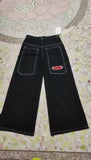Dress Baggy Jeans Y2K Hip Hop Pocket Letter Retro Black Jeans Men's High Waist Wide Legs