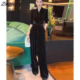 Leg Jumpsuits Women Elegant Cozy Autumn Office Ladies Simple Temperament Vintage Mature Streetwear Full-length Stylish