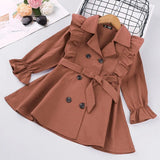 Toddler Girls Clothes Autumn Winter Long Sleeve Fashion Trench Coats Children Solid Outerwear with Sashes Costume