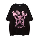 Vintage Butterfly Print Oversized T-shirt-Outfit