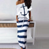 Off Shoulder T-shirt Long Skirt Set Women Summer Skew Neck Tops Drawstring Pocket Skirt 2 Pieces Sets Female Dresses