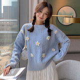 Zingj And Winter Soft Waxy Sweater Female 2023 New Pullover Loose And Gentle Wind Korean Version Soft Milk Blue Bottom Sweater