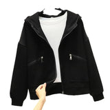 Zingj Jacket Female Short Model Fall 2024 New Loose Korean Version With A Hat Chic Port Wind Versatile Top Tide-Outfit