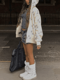 Oversized Star Print Zip Up Hoodie- Outfit