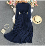 Zingj Pressure-Sensitive Fold Waist To Show Thin Temperament Light Mature Style Women's Dress New French Dress In Spring Long Pleated