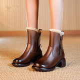 Zingj Winter New Rabbit Hair Warm Snow Boots Martin Boots Thick Heels Side Zipper Women's Short Boots Fashion