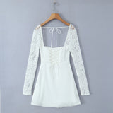 New Lace Sleeve Steel Support Slim Mini Dress In