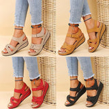 Summer New Retro Women's Sandals Car Line Hole Shoes Large Round Head Slope Heel