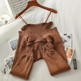 Fake Two Sweater Women Spring Autumn New V-Neck Full Sexy Knitted Sweaters Korean Short Chic Wild Fashion