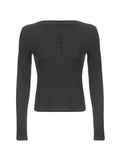 Button Down Long Sleeve Knit Top-Outfit