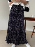 Zingj Chic Summer French Age Reduction High Waist Versatile Show Thin Fold Design Color Wave Dot Skirt Skirt