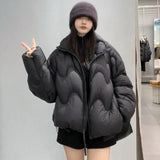 Jiangnan Home Wave Down Jacket Female Short Money Standing Collar Add Thick Cloud Puff 90 White Duck Velvet Winter New Coat Tide-Outfit